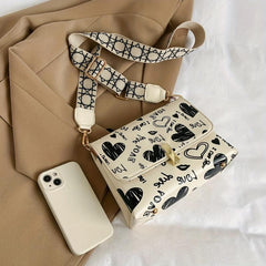 Cartoon Print Crossbody Bag Flap Shoulder Bag Women's Stylish Handbag