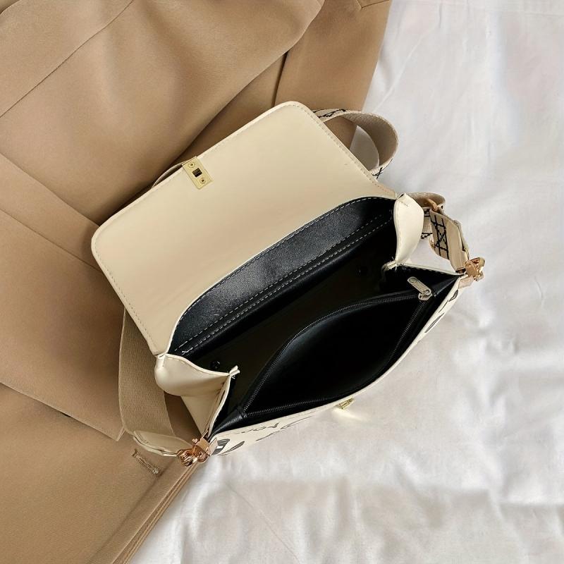 Cartoon Print Crossbody Bag Flap Shoulder Bag Women's Stylish Handbag