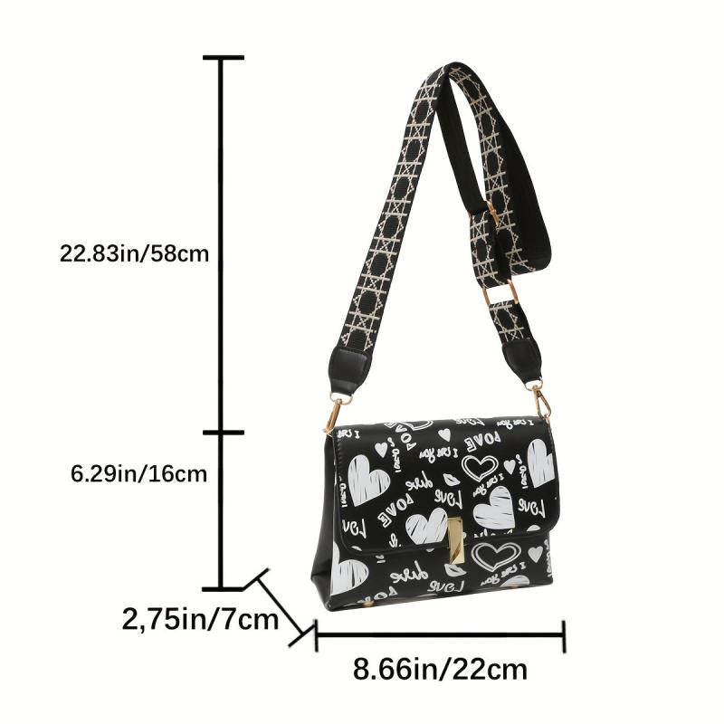 Cartoon Print Crossbody Bag Flap Shoulder Bag Women's Stylish Handbag