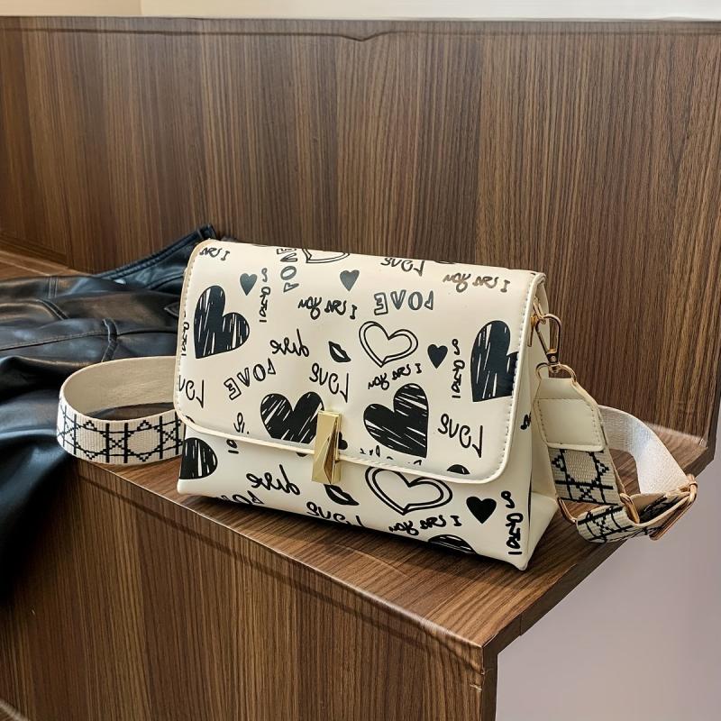 Cartoon Print Crossbody Bag Flap Shoulder Bag Women's Stylish Handbag