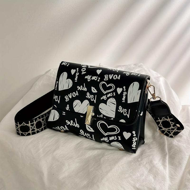 Cartoon Print Crossbody Bag Flap Shoulder Bag Women's Stylish Handbag
