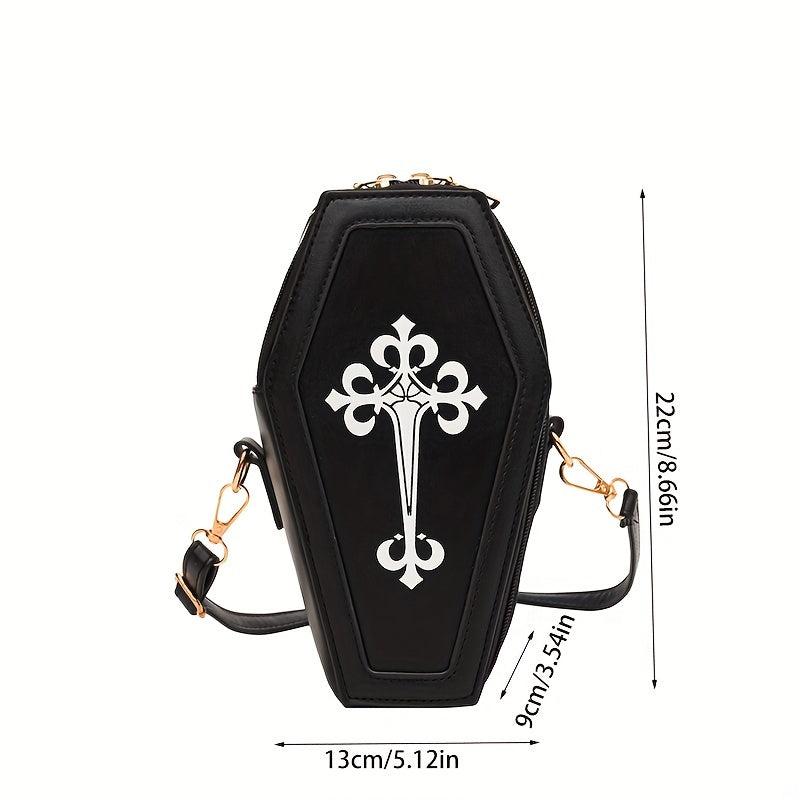 Gothic Coffin Crossbody Bag Vintage Punk Shoulder Purse & Handbag