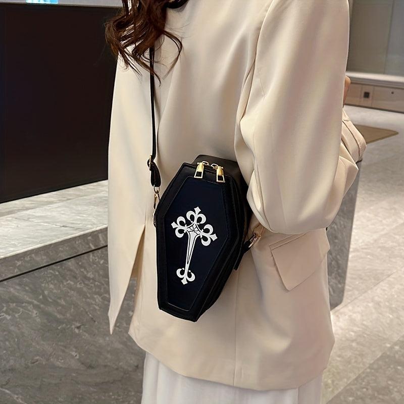 Gothic Coffin Crossbody Bag Vintage Punk Shoulder Purse & Handbag