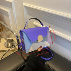 Multicolour Colorblock Square Shoulder Bag Flap Purse