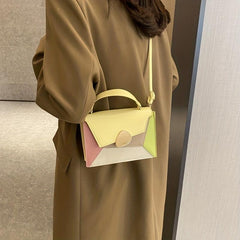 Multicolour Colorblock Square Shoulder Bag Flap Purse