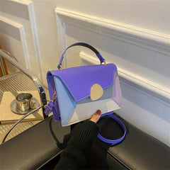 Multicolour Colorblock Square Shoulder Bag Flap Purse