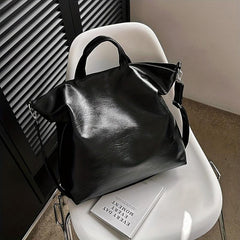 Vintage Faux Leather Tote Bag Large Capacity Crossbody Bag Women's Shoulder Bag