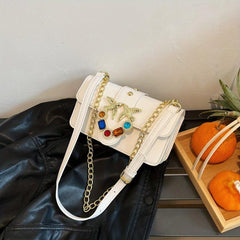 Bird Decor Crossbody Bag Rhinestone Glitter Chain Shoulder Purse