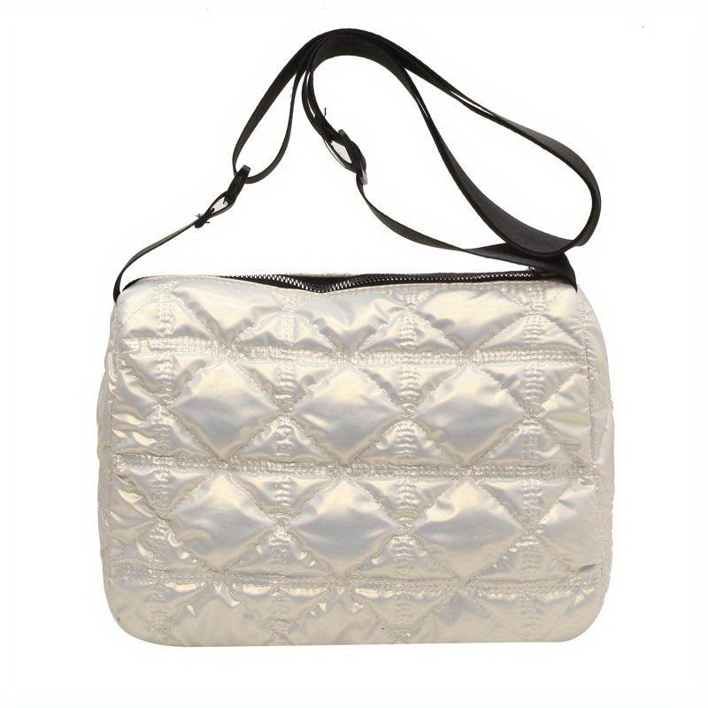 Quilted Crossbody Bag Zipper Shoulder Bag Women's Square Bag