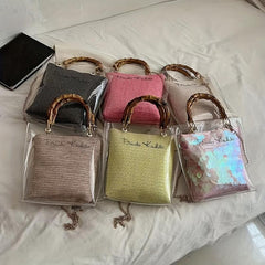 Sequin Glitter Crossbody Bag PVC Clear Cosmetic Purse Shoulder Bag