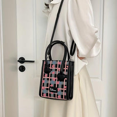 Mini Heart Pattern Crossbody Bag Plaid Y2K Square Purse