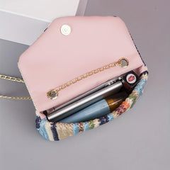 Colorful Straw Bag Flap Square Chain Shoulder Bag Niche Crossbody Bag