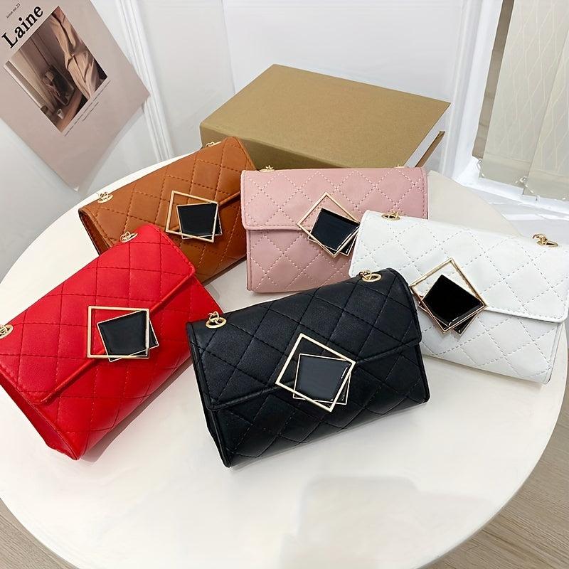 Women's Square Shoulder Bag Quilted Chain Purse