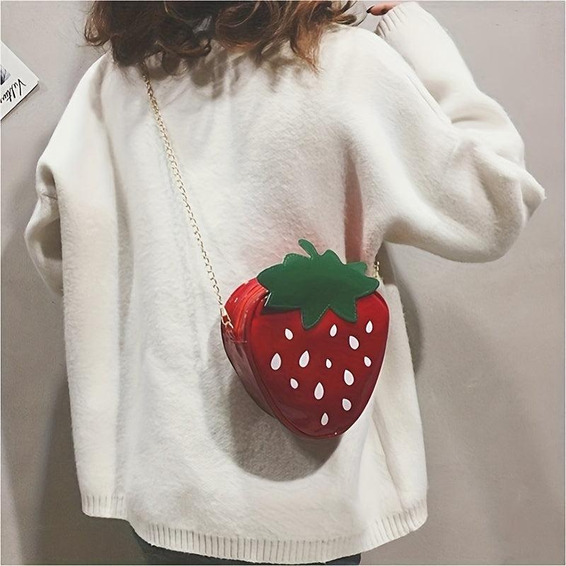 Strawberry Shaped Chain Crossbody Bag Novelty Purse For Girls