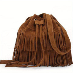 Retro Tassel Bucket Bag Crossbody Fringe Shoulder Bag