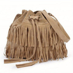 Retro Tassel Bucket Bag Crossbody Fringe Shoulder Bag