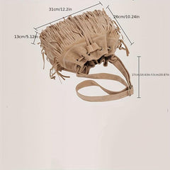 Retro Tassel Bucket Bag Crossbody Fringe Shoulder Bag