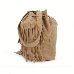 Retro Tassel Bucket Bag Crossbody Fringe Shoulder Bag
