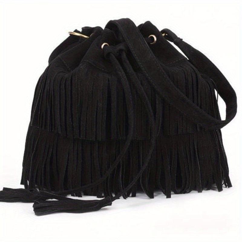 Retro Tassel Bucket Bag Crossbody Fringe Shoulder Bag