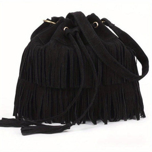 Retro Tassel Bucket Bag Crossbody Fringe Shoulder Bag