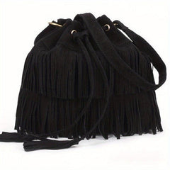 Retro Tassel Bucket Bag Crossbody Fringe Shoulder Bag