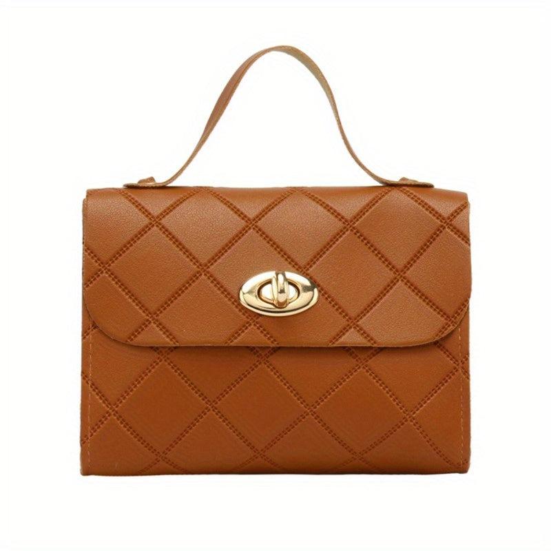 Argyle Embossed Crossbody Bag Small PU Leather Handbag Shoulder Purse