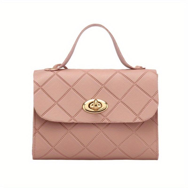 Argyle Embossed Crossbody Bag Small PU Leather Handbag Shoulder Purse