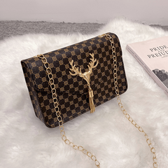 Deer Tassel Shoulder Bag Flap Chain Stylish Underarm Bag PU