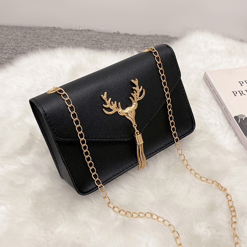 Deer Tassel Shoulder Bag Flap Chain Stylish Underarm Bag PU
