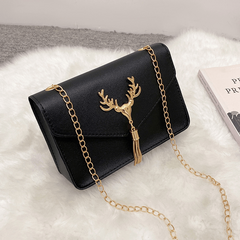 Deer Tassel Shoulder Bag Flap Chain Stylish Underarm Bag PU