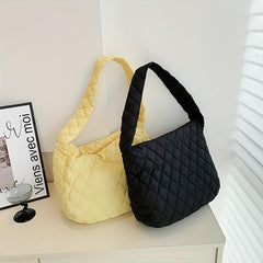 Argyle Pattern Shoulder Bag Quilted Crossbody Bag Large Capacity