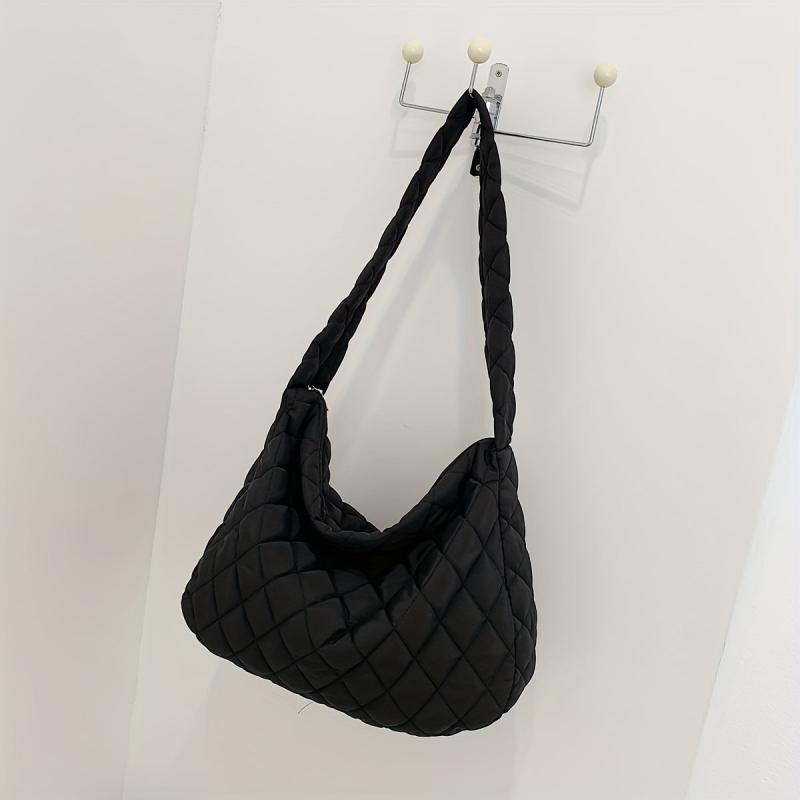 Argyle Pattern Shoulder Bag Quilted Crossbody Bag Large Capacity