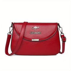 Metal Letter Decor Crossbody Bag Solid Shoulder Bag