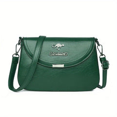 Metal Letter Decor Crossbody Bag Solid Shoulder Bag