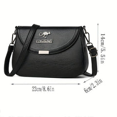 Metal Letter Decor Crossbody Bag Solid Shoulder Bag