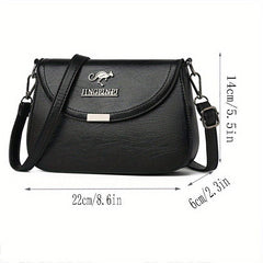 Metal Letter Decor Crossbody Bag Solid Shoulder Bag