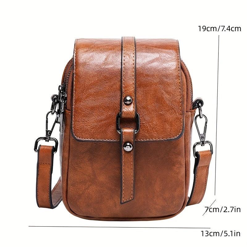 Retro Style Crossbody Phone Bag Women's Double Zipper Purse