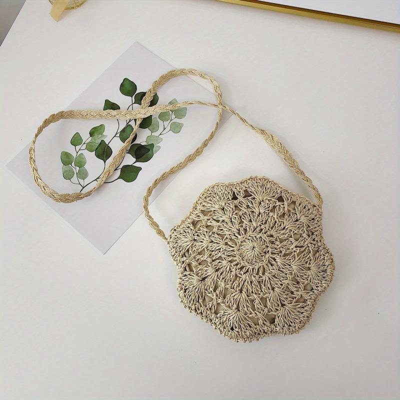 Woven Straw Beach Bag Slouchy Rattan Handbag Zipper Braided Strap