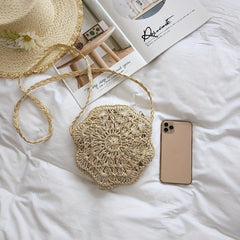 Woven Straw Beach Bag Slouchy Rattan Handbag Zipper Braided Strap