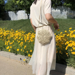 Woven Straw Beach Bag Slouchy Rattan Handbag Zipper Braided Strap