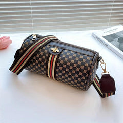 Bee Decor Cylinder Bucket Bag Polka Dot Print Crossbody Bag