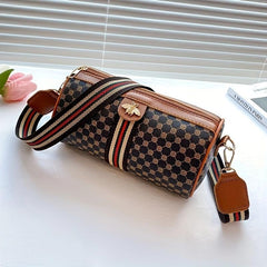 Bee Decor Cylinder Bucket Bag Polka Dot Print Crossbody Bag