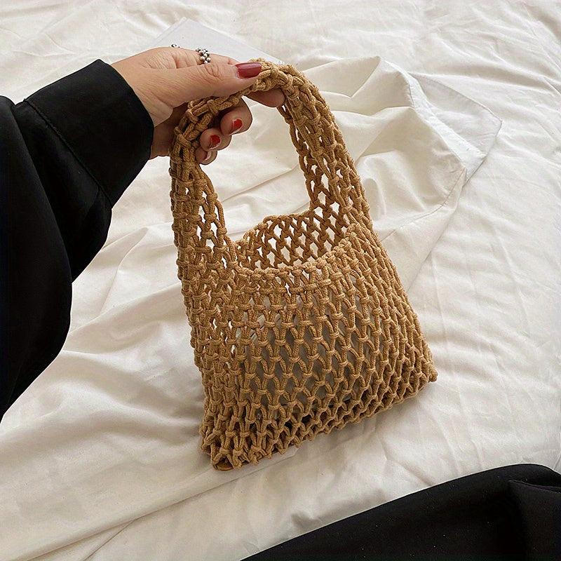 Hollow Out Crochet Bag Woven Handbags With Inner Pouch Small Summer Beach Bag