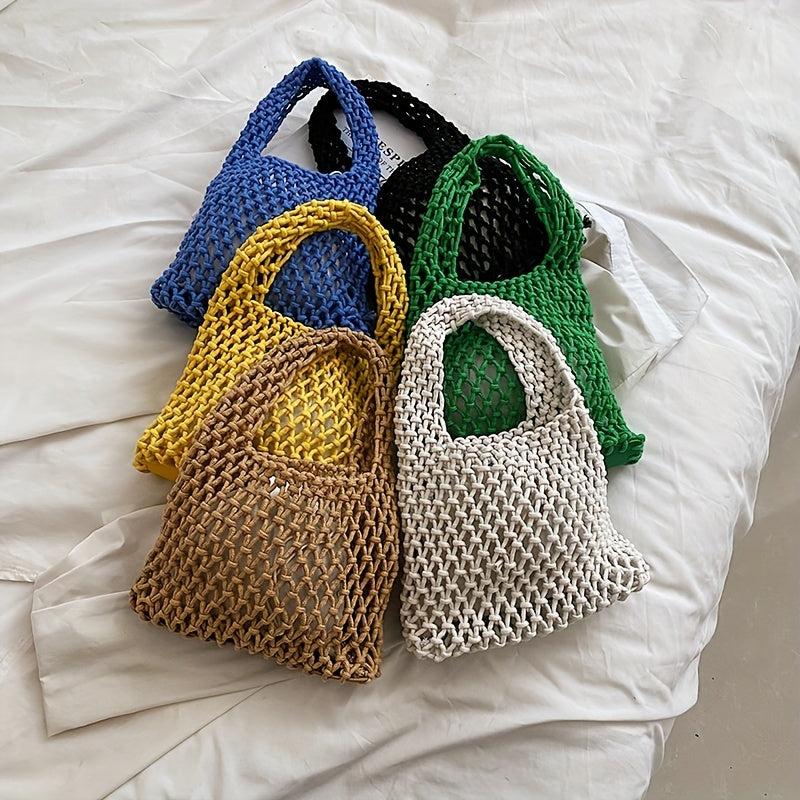 Hollow Out Crochet Bag Woven Handbags With Inner Pouch Small Summer Beach Bag