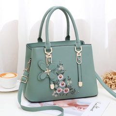 Floral Embroidery Handbag Women's PU Leather Crossbody Bag