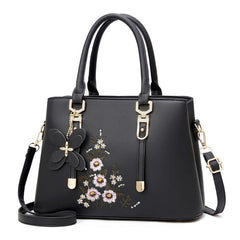 Floral Embroidery Handbag Women's PU Leather Crossbody Bag
