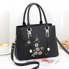 Floral Embroidery Handbag Women's PU Leather Crossbody Bag