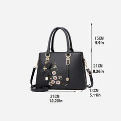 Floral Embroidery Handbag Women's PU Leather Crossbody Bag