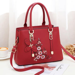 Floral Embroidery Handbag Women's PU Leather Crossbody Bag