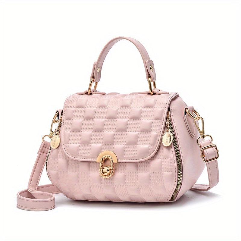 Plaid Embossed Satchel Bag Square Shoulder Bag